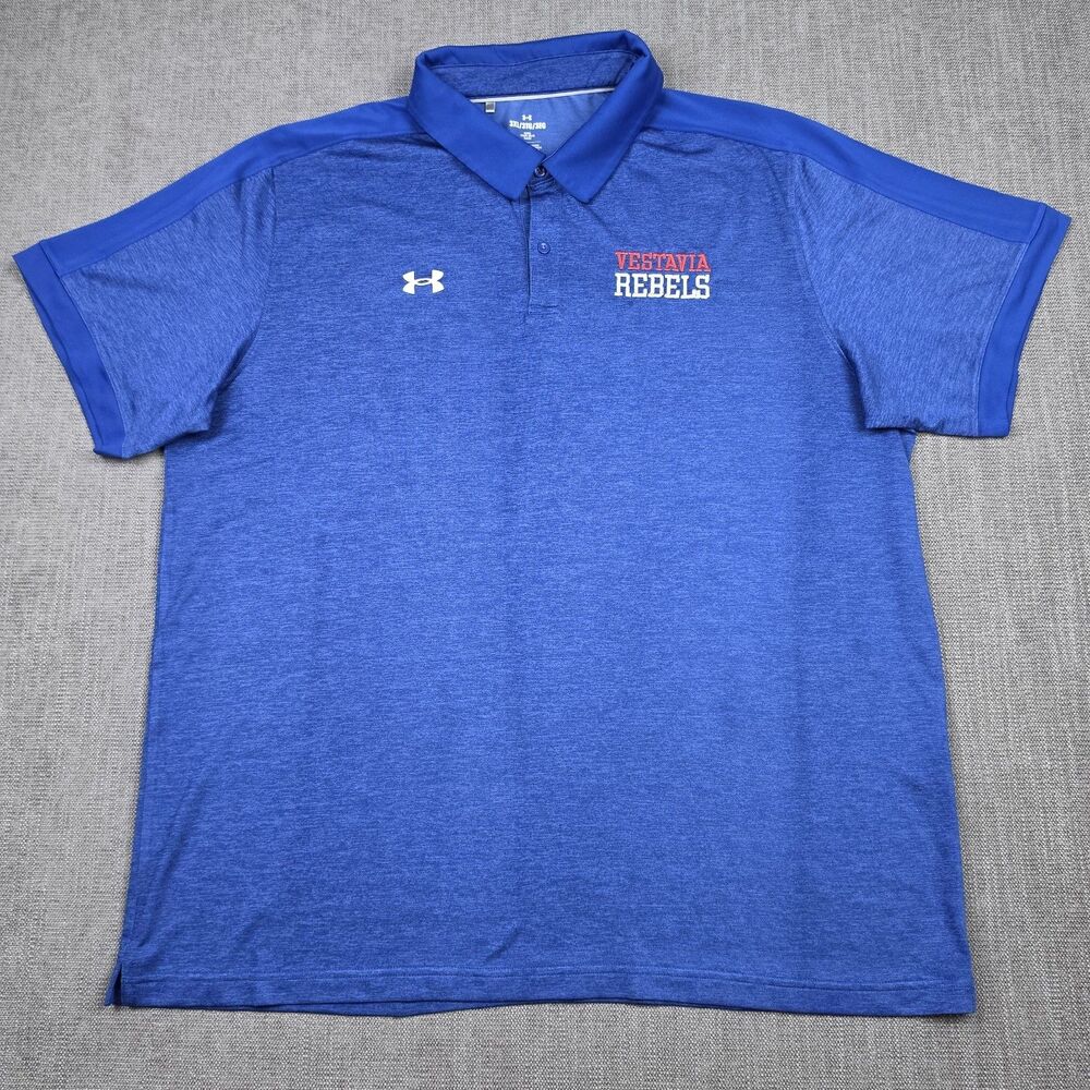 Under Armour Mens 3XL Polo Shirt Blue Heather Vestavia Rebels Loose Athletic